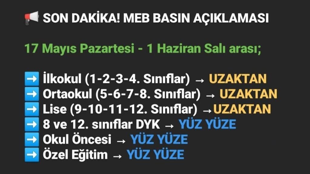 17 Mayıs Son Dakika Meb Açıklaması 1 – derssonu haberler 1