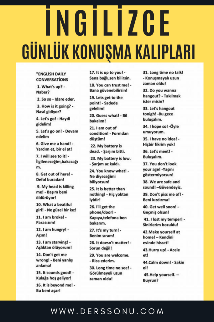 İngilizce Günlük Konuşma Kalıpları 1 – 1