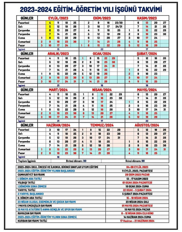 2023-2024 MEB Çalışma Takvimi 1 – calYYma takvimi 2